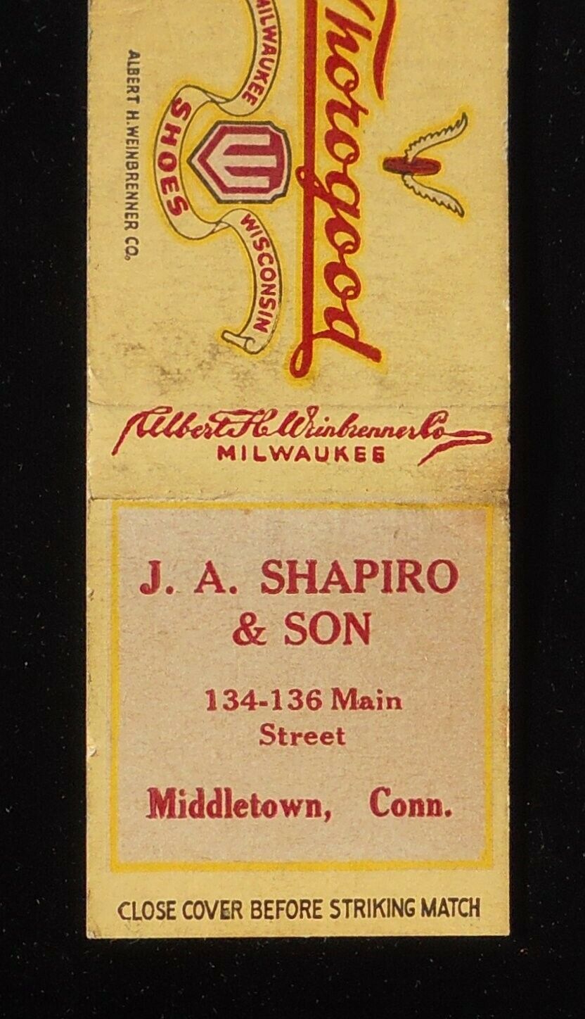 1930s J. A. Shapiro & Son Thorogood Shoes Milwaukee WI 134 Main St Middletown CT