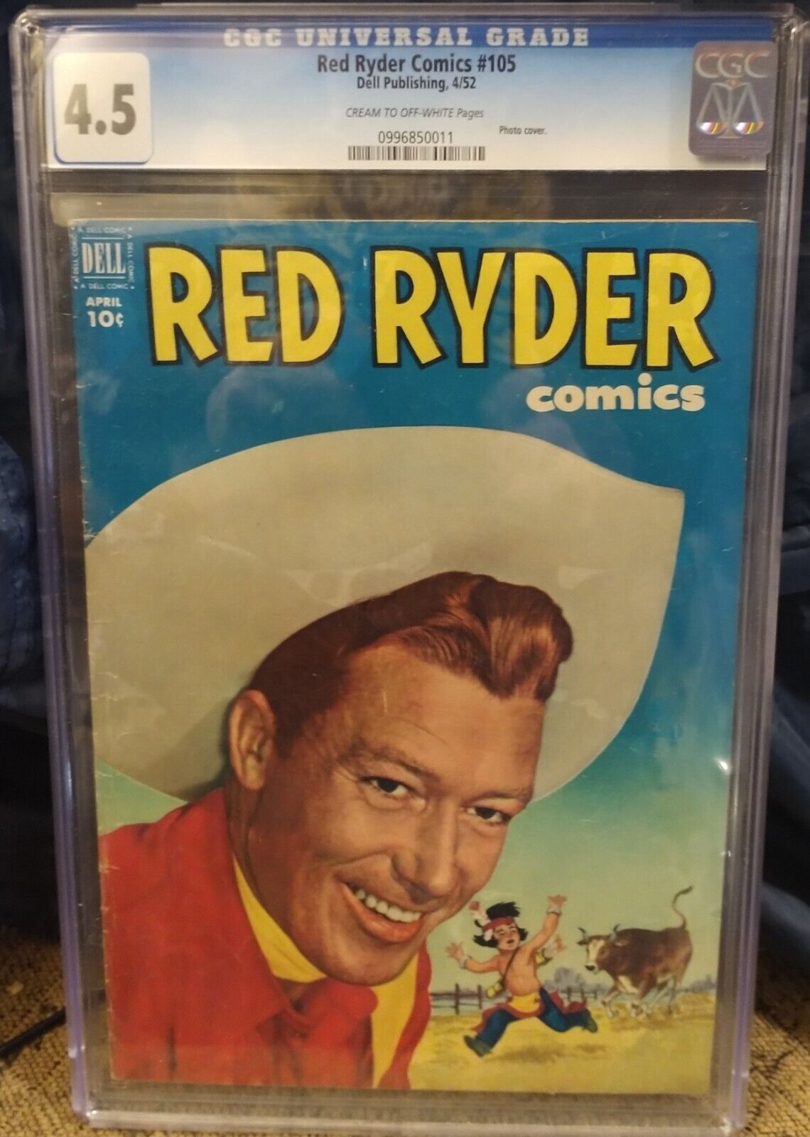 1952 'RED RYDER' DELL COMIC #105 CGC 4.5 CTOWP LITTLE BEAVER ON COVER GOLDEN AGE