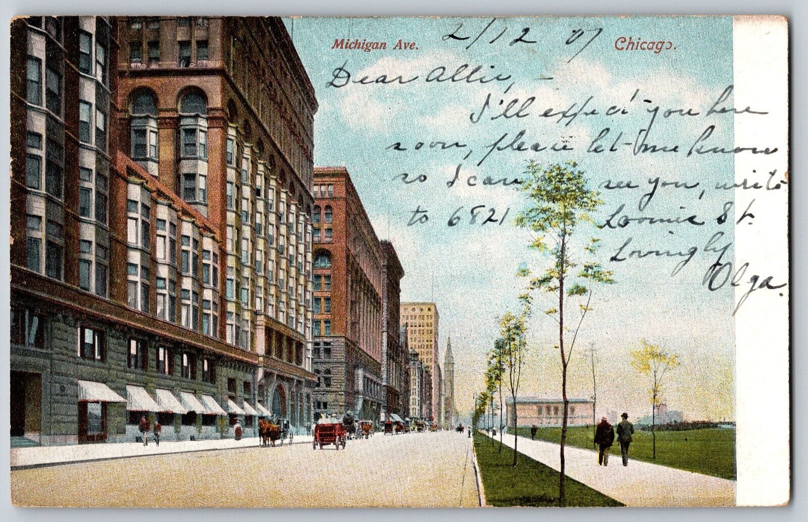 Chicago, Illinois - Scenic Scene Michigan Avenue - Vintage Postcard - Posted