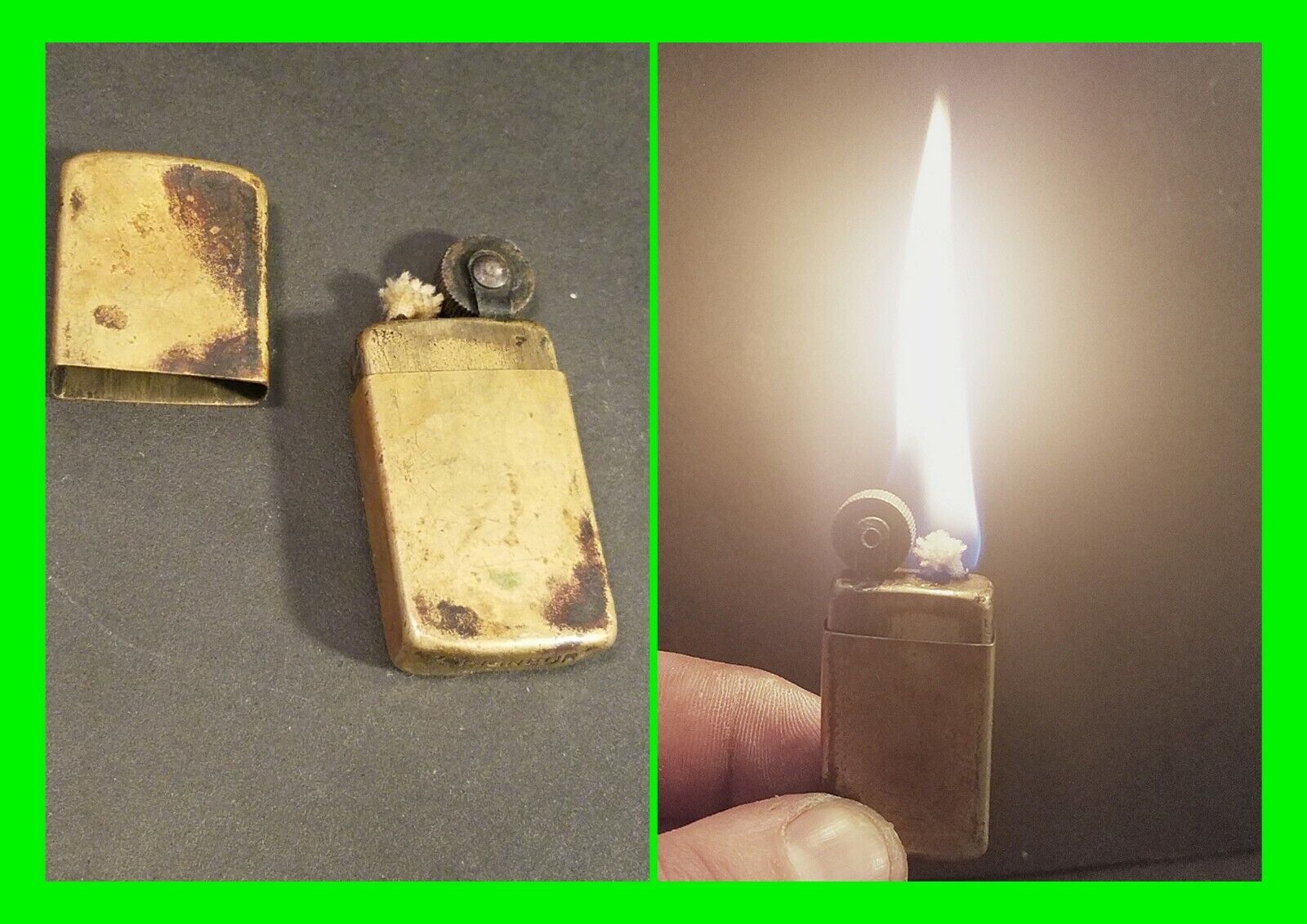Early French Seigneur Brass Antique Trench Lighter ~ In Working Condition ~ HTF