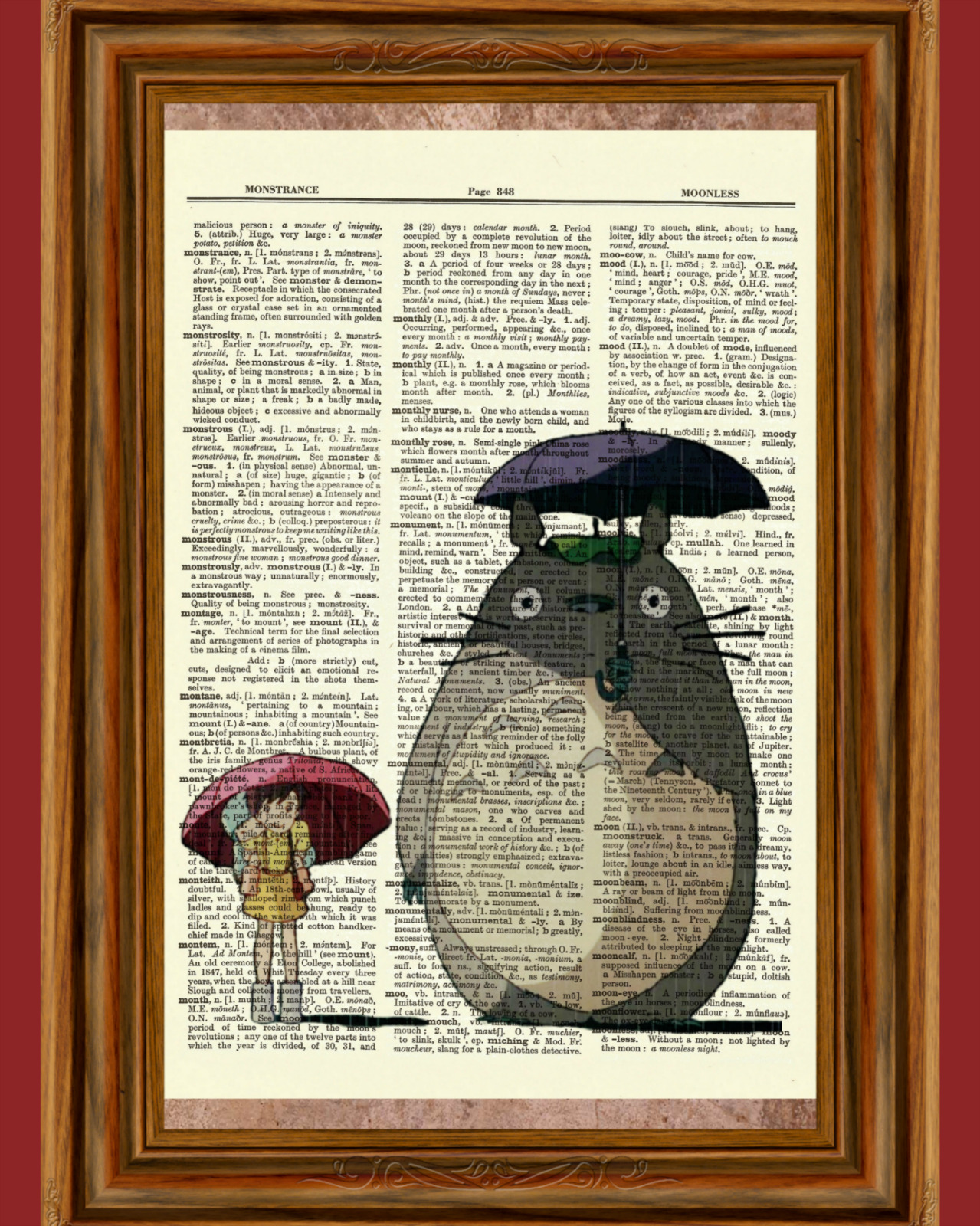 My Neighbor Totoro Dictionary Art Print Poster Picture Anime Ghibli Umbrella