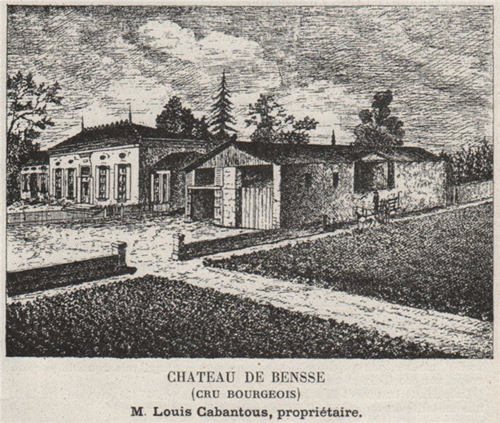 MÉDOC. PRIGNAC. Chateau de Bensse (Cru Bourgeois). Cabantous. SMALL 1908 print