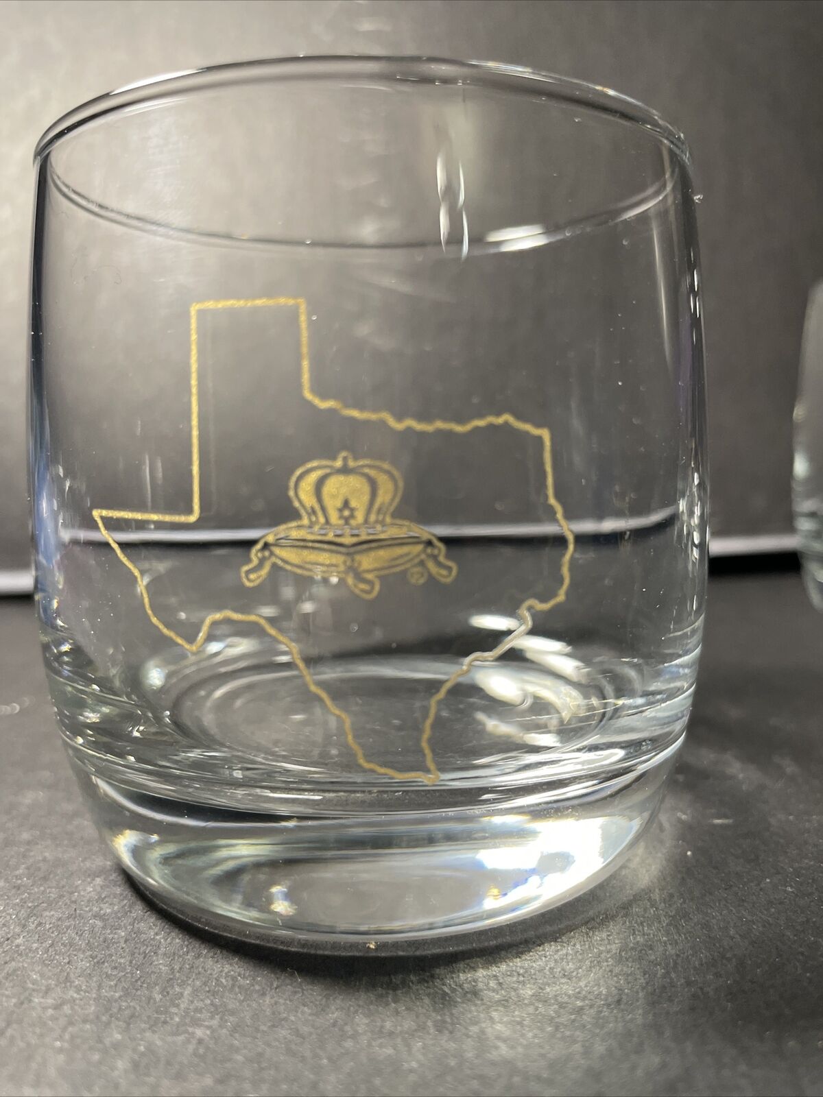 One Crown Royal Texas Whiskey Glass Limited Edition Gold Rocks Heavy Rare