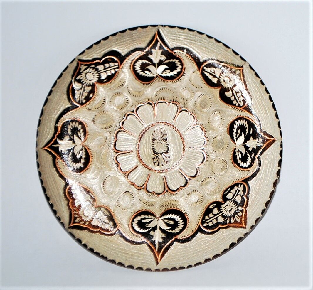 Vintage Decorative Copper Plate Erzincanlilar Turkey Silver Tones Hanging