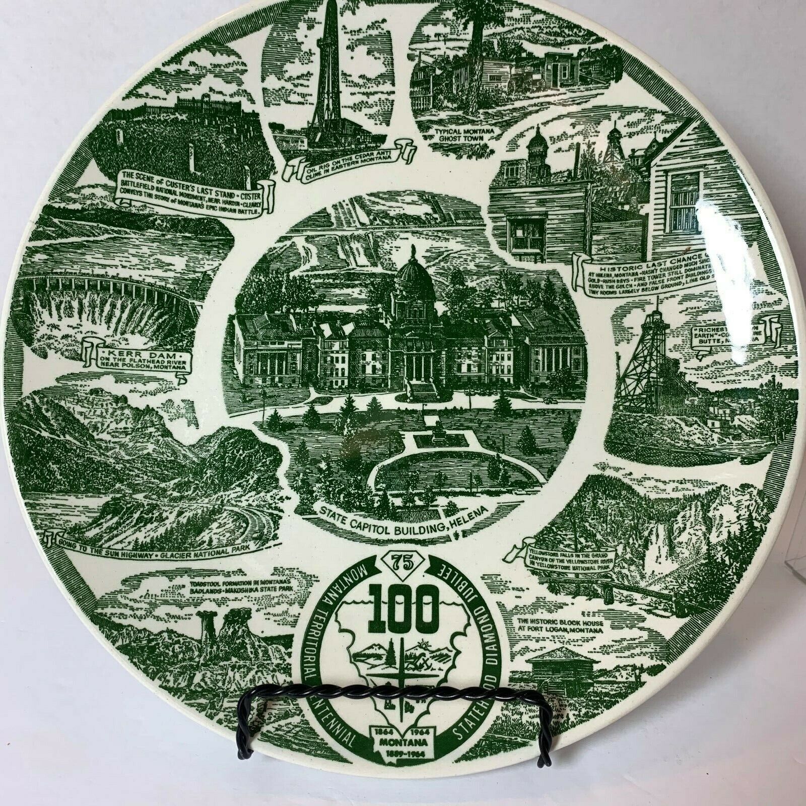  Montana Statehood 75th Anniversary Plate Territorial 100th Anniversary in1964