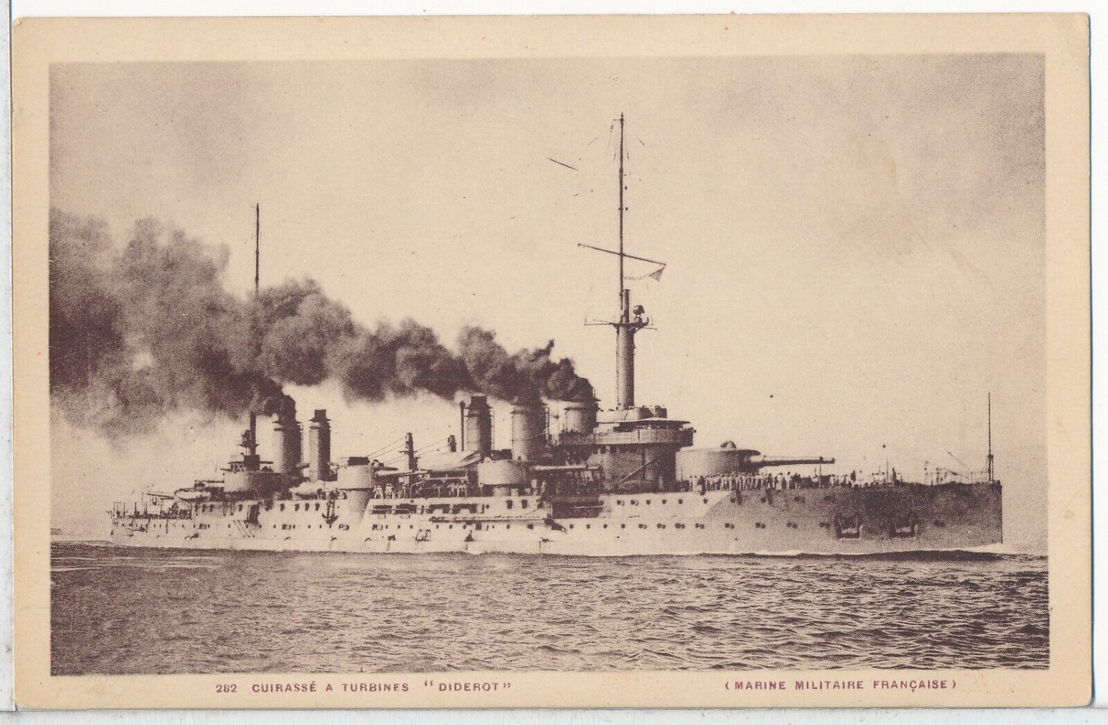 Vintage Military Naval Postcard of French Cruiser \