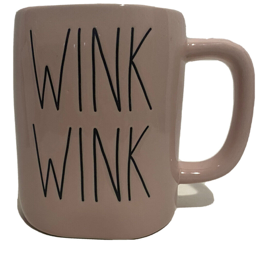 Rae Dunn Wink Wink Coffee Mug Artisan Collection Farmhouse Pink Coffee Tea Cup