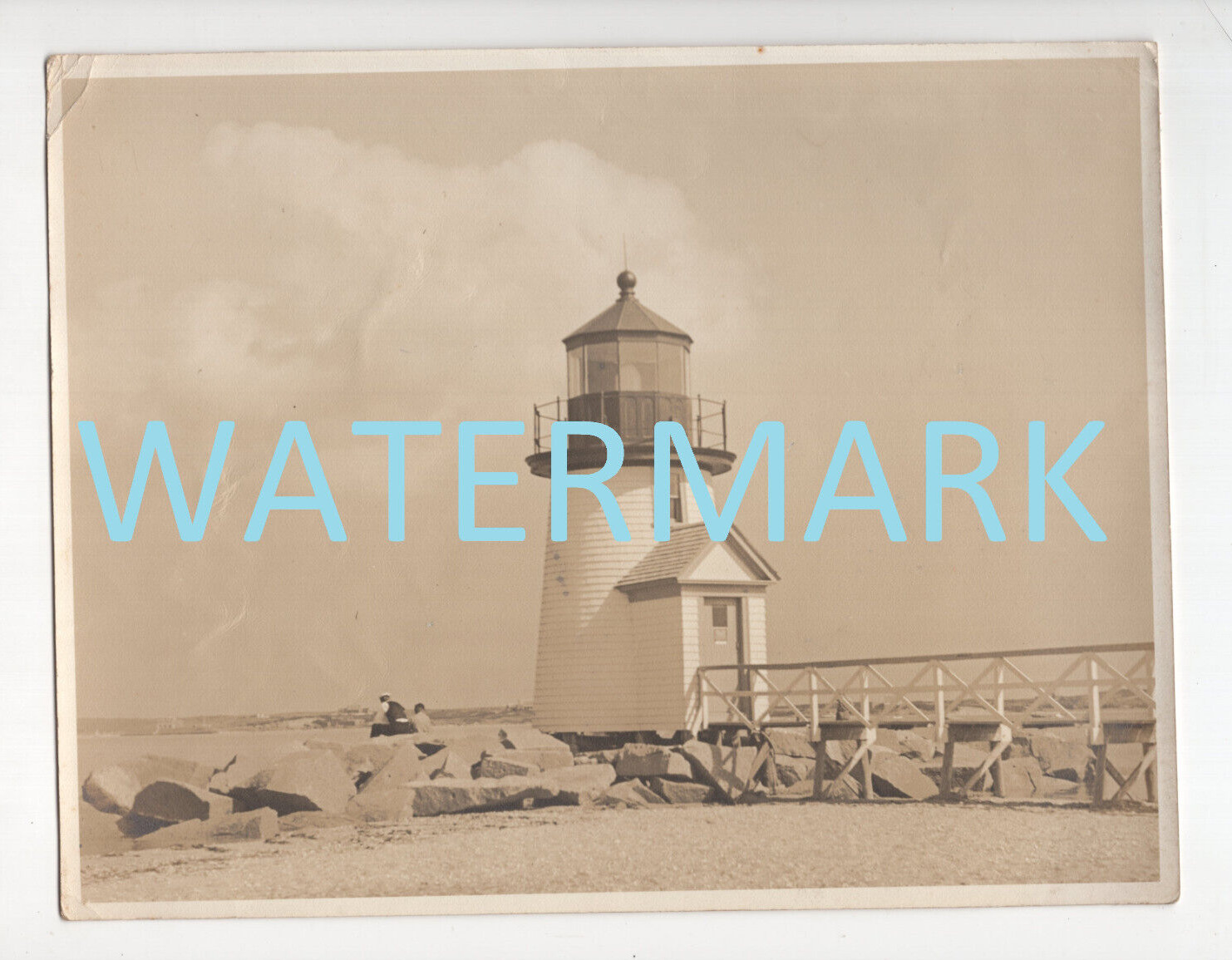GREAT Vintage 1930\'s BRANT POINT LIGHTHOUSE 8x10 Photograph Nantucket MA Antique