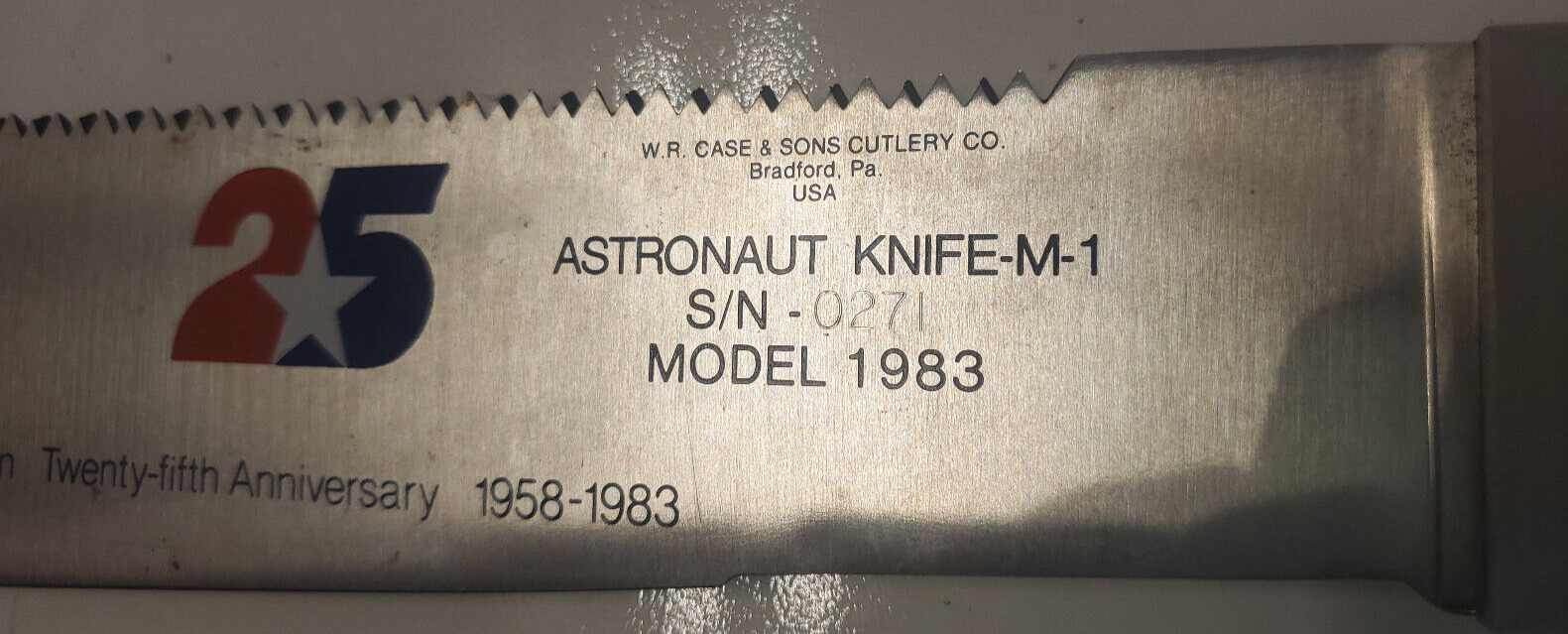 NASA 25th Anniversary Astronaut Knife SN 0271 Model 1983 WR Case Cutlery Co USA