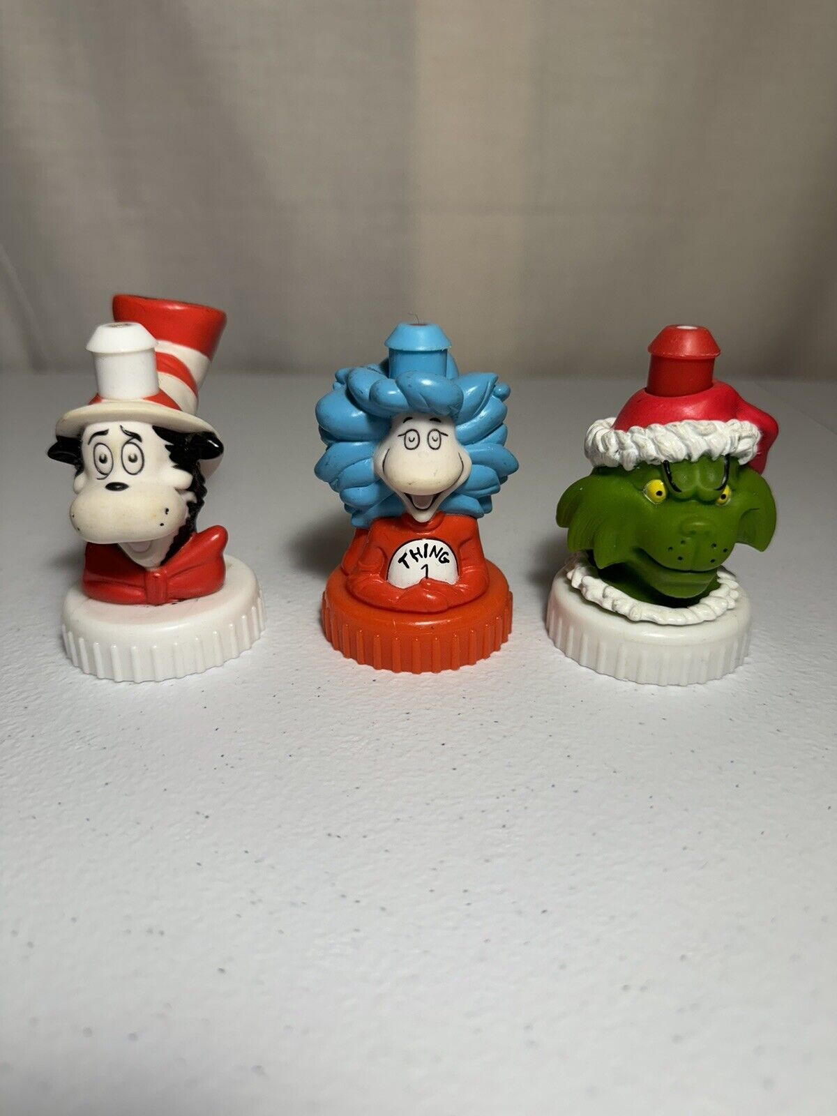 LOT OF 3 DR SEUSS JUICE TOPPERS BELLY WASHERS CAT IN THE HAT/GRINCH/ THING 1 & 2