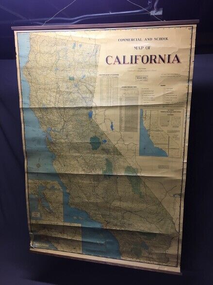 Rare, vintage school house map of California -- 1940\'s