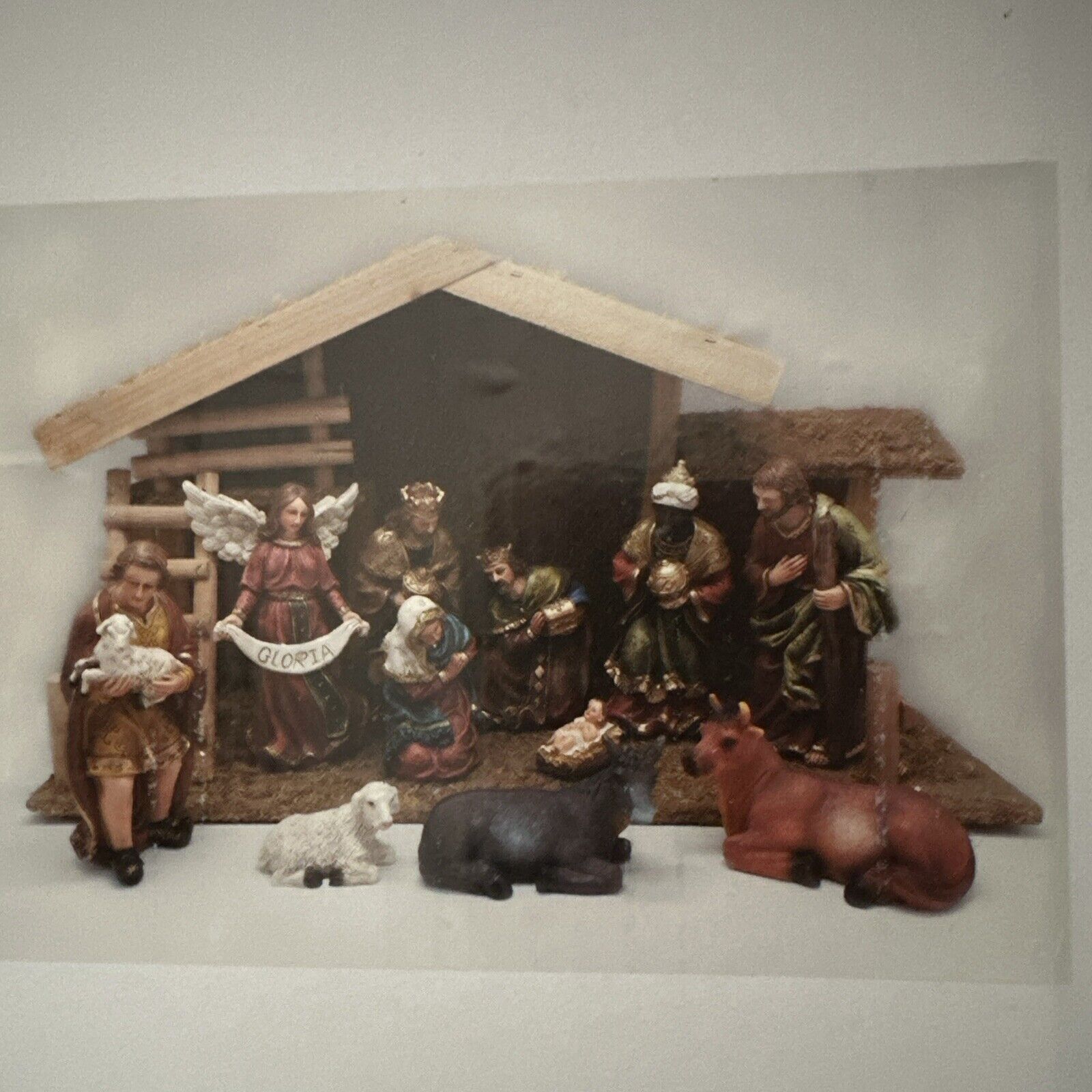 Kurt S. Adler 12 Piece Nativity Set Wooden Stable Christmas Holiday N1005 NEW