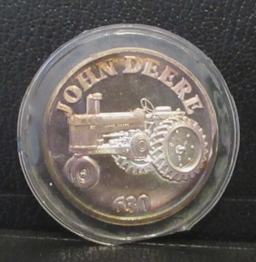 John Deere Silver Round Coin Model 630 Tractor 2 Cylinder 1 OZ .999 Fine Silver
