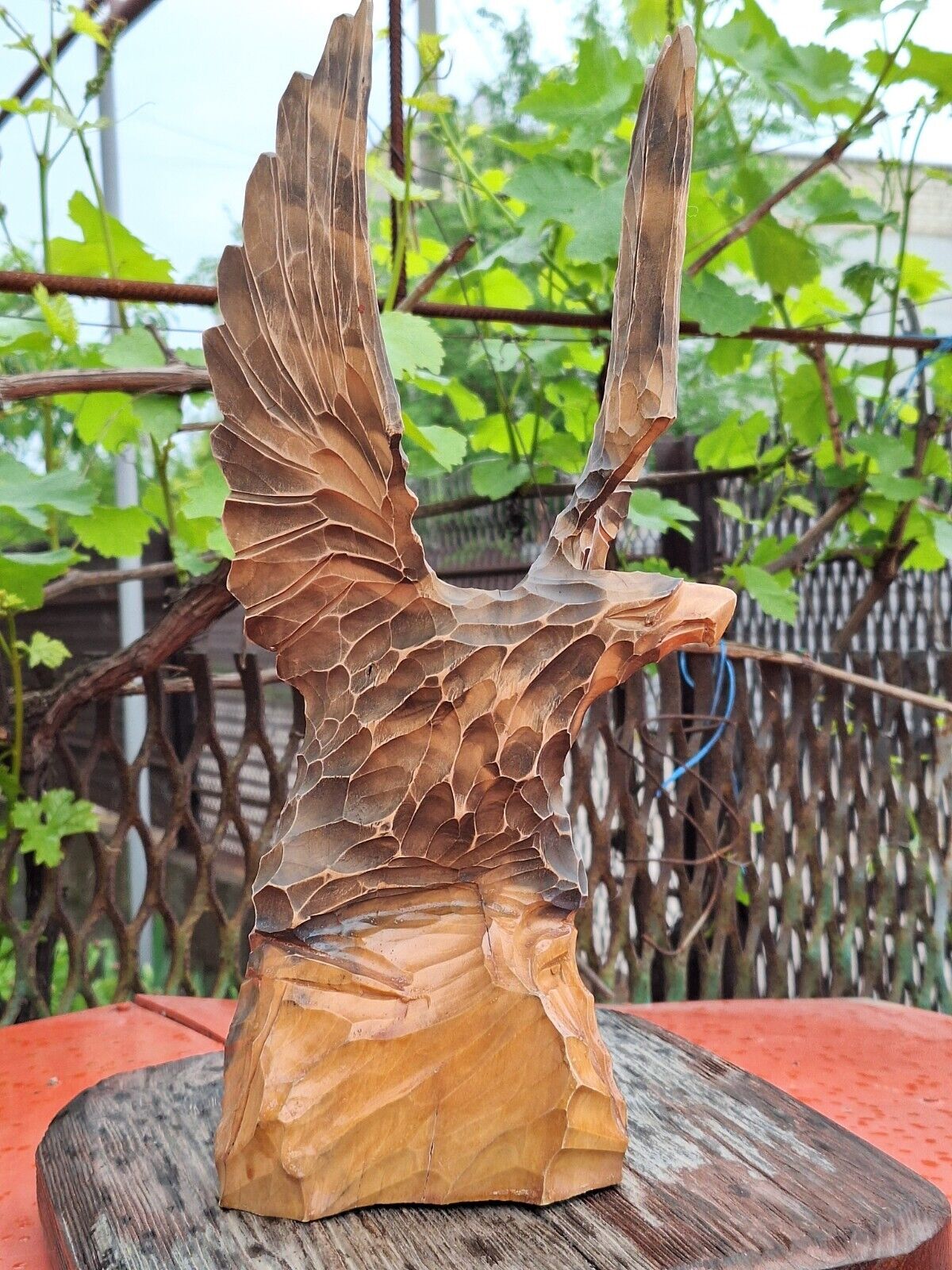 ORIGINAL Eagle Vintage Sculpture USSR Hand carved Home decor1960 Wooden figurin