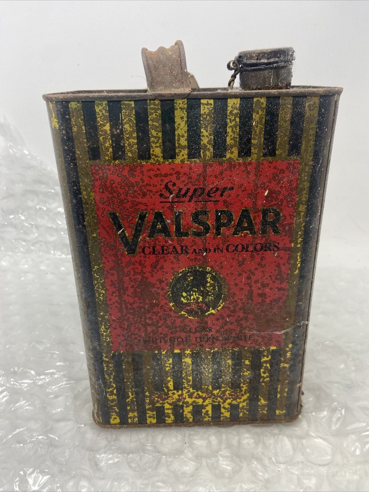 VTG Old Super Valspar CLEAR HALF GALLON METAL EMPTY CAN 