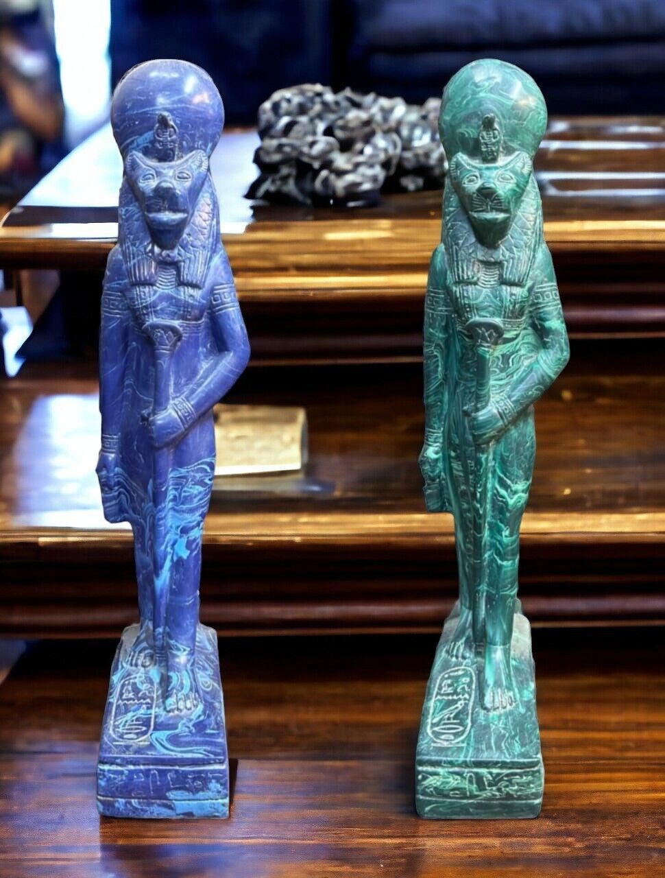 Ancient Egyptian Antique Statues two God Sekhmet unique Pharaonic Egyptian BC