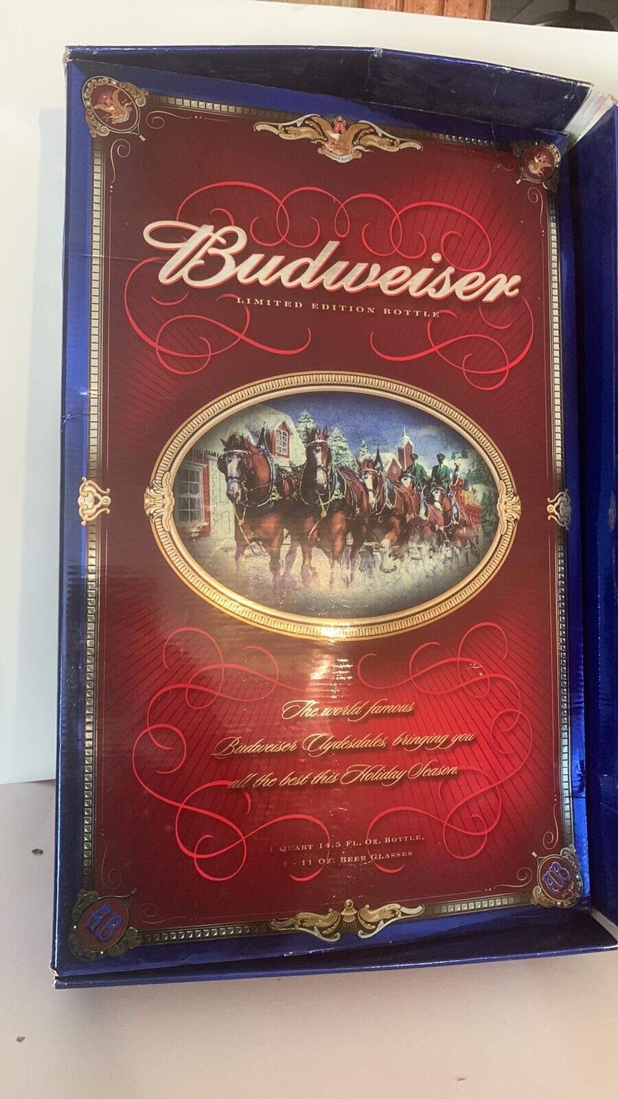 BUDWEISER MILLENNIUM Limited Edition Set Bottle & Four Glasses Original Box