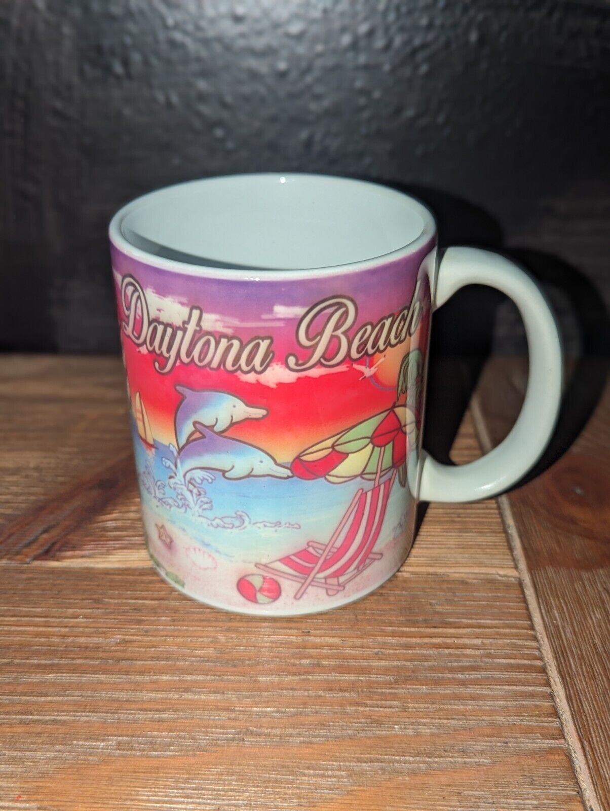 Vintage Daytona Beach Florida Pink Souvenir Coffee Mug