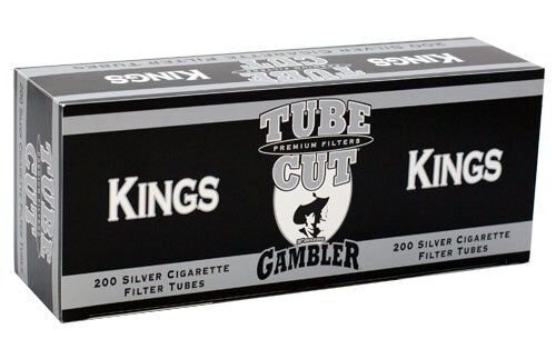Gambler Tube Cut Silver King Size RYO Cigarette Tubes 200ct Box (5 Boxes)