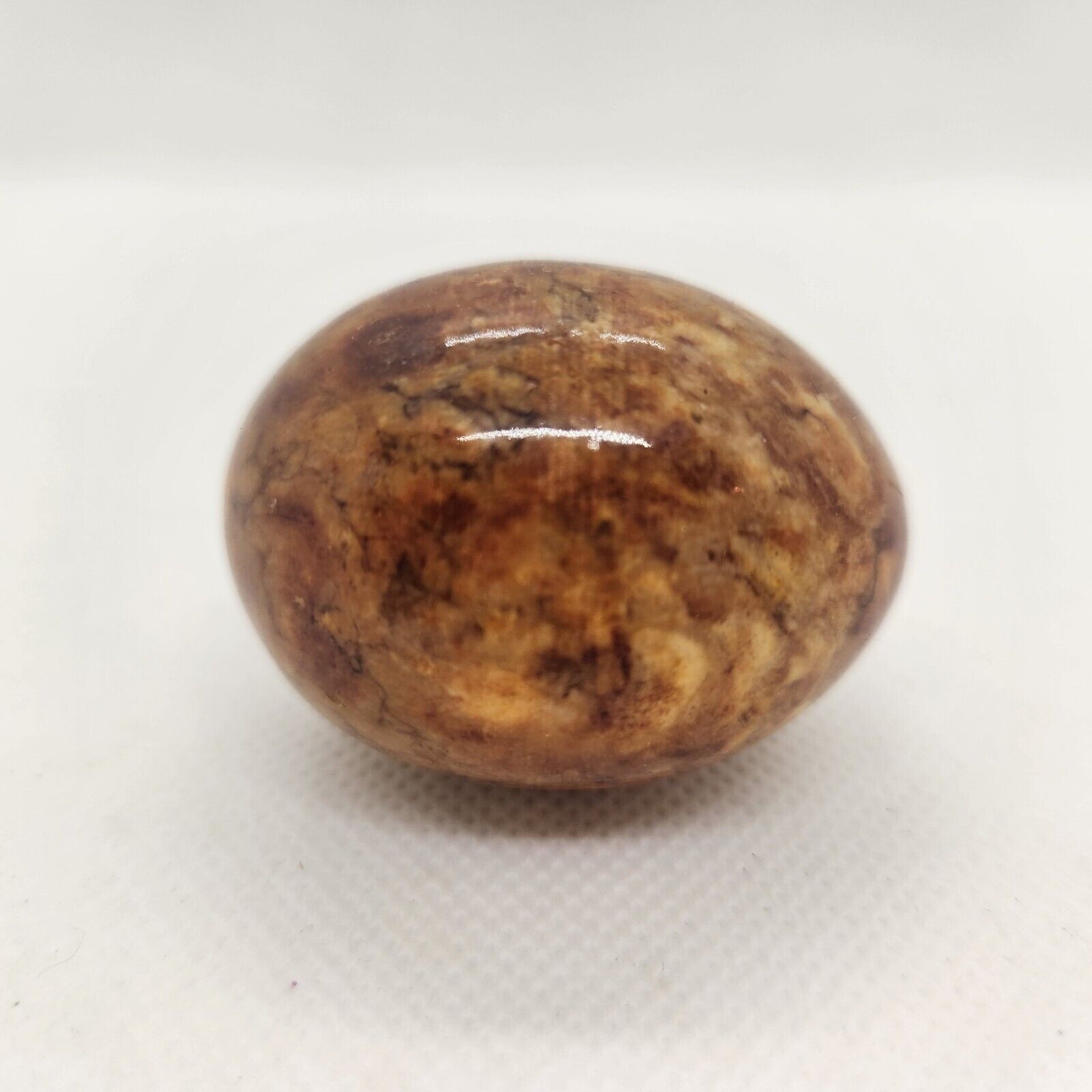 Vintage Italian Marble Onyx Stone Red Decorative Egg 