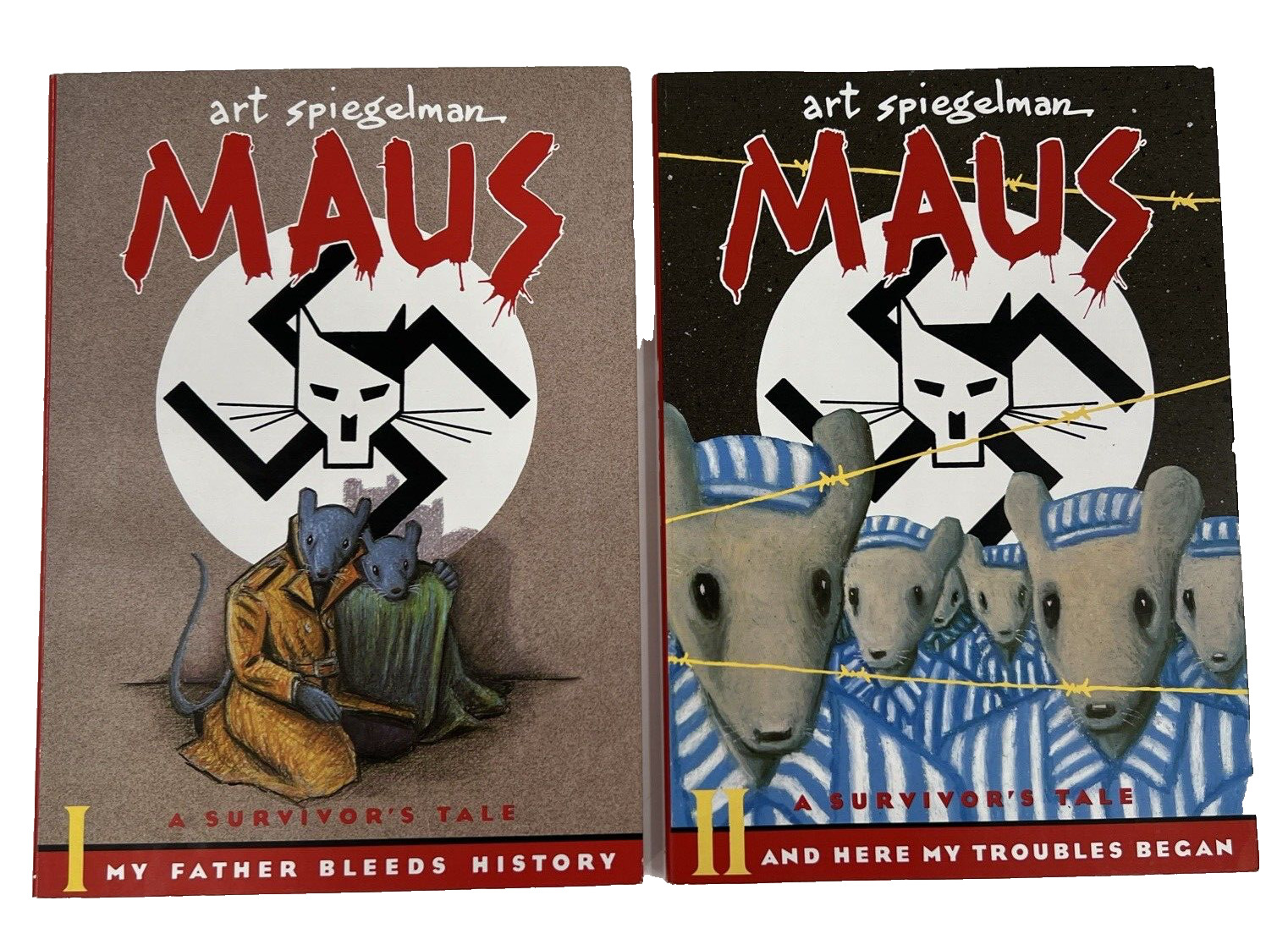Maus I & Maus II: A Survivor\'s Tale Paperbacks by Art Spiegelman- Lot of 2 books