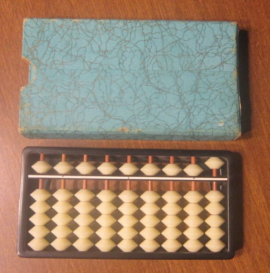 Vintage SMALL JAPAN CHINESE ABACUS 9 ROD CALCULATOR WITH ORIGINAL BOX