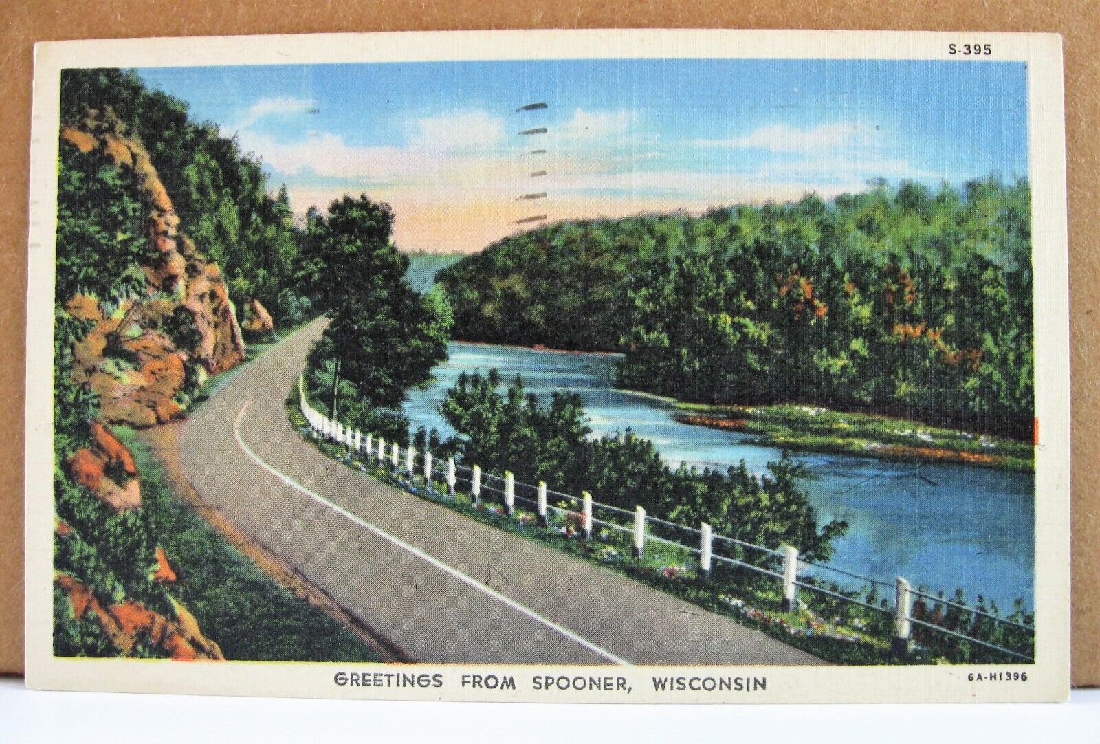 Spooner Wisconsin - June 21 1948 - postcard - highway view