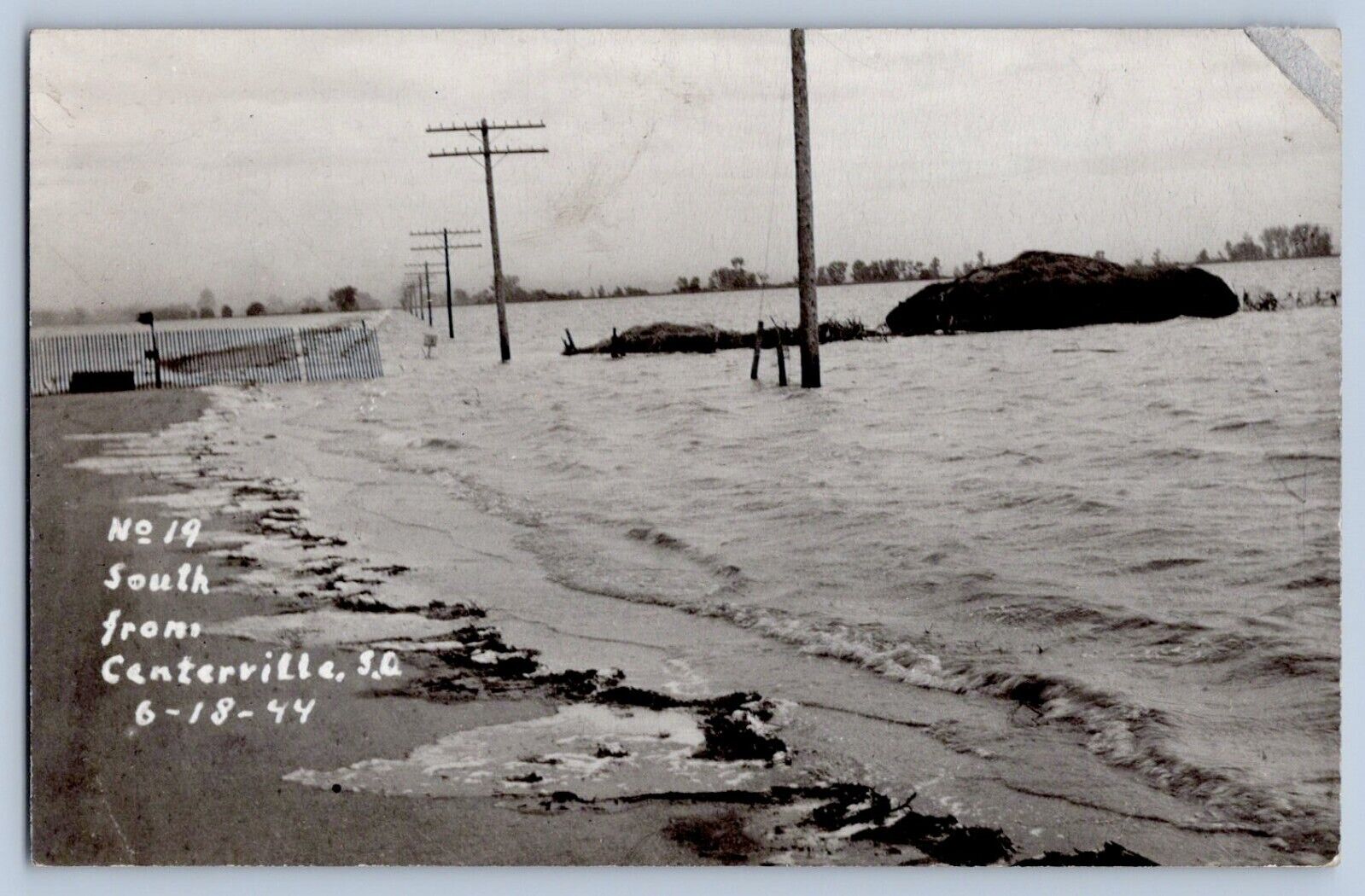 Centerville South Dakota SD Flood Real Photo Postcard RPPC 1944