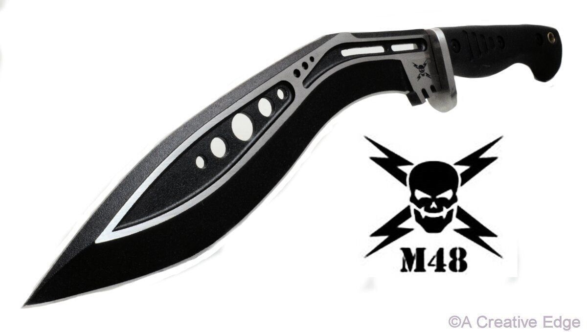 United Cutlery M48 Black Tactical Gurkha Kukri Machete Knife Full Tang W/Sheath