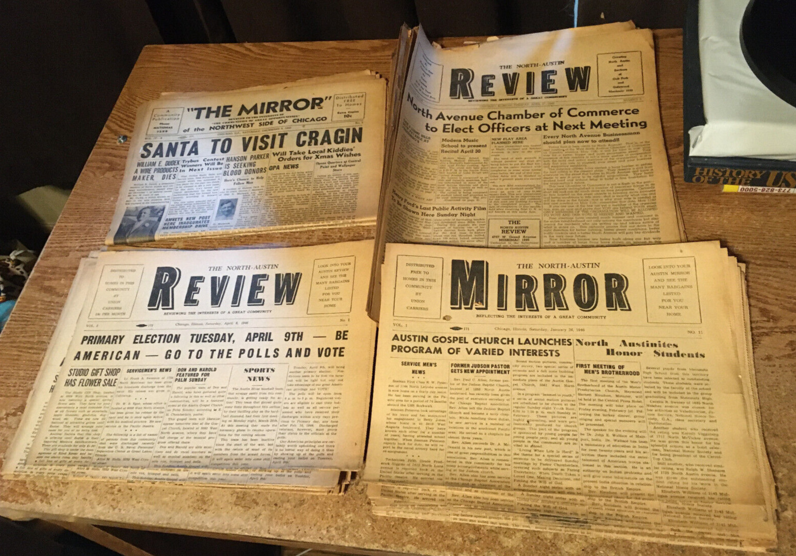 BIG LOT OF 1940S NEWSPAPERS CHICAGO IL 1945-1948 WW2 ERA THE NORTH-AUSTIN
