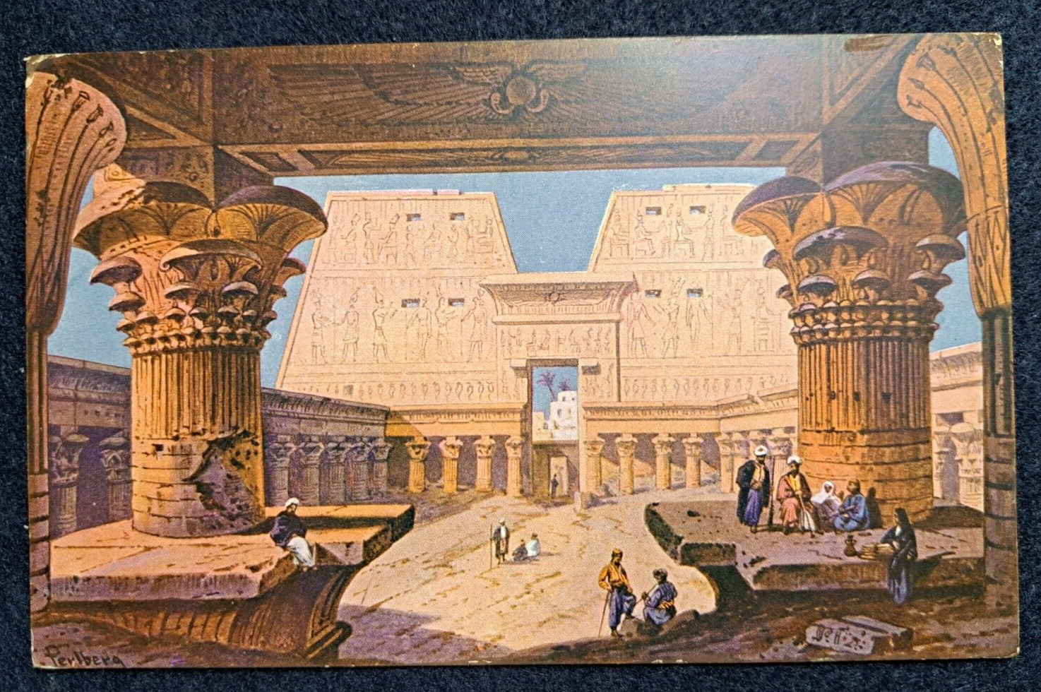 Egypt Vintage postcard 1907 with three interesting cancellation- (A1)