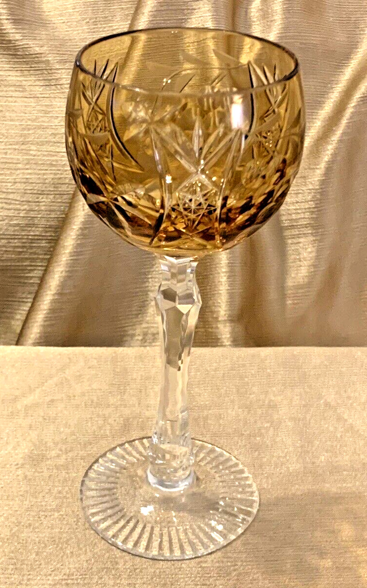 VTG Beyer AMBER CRYSTAL Cut-to-Clear Hock Wine Glass BEZ1 West Germany