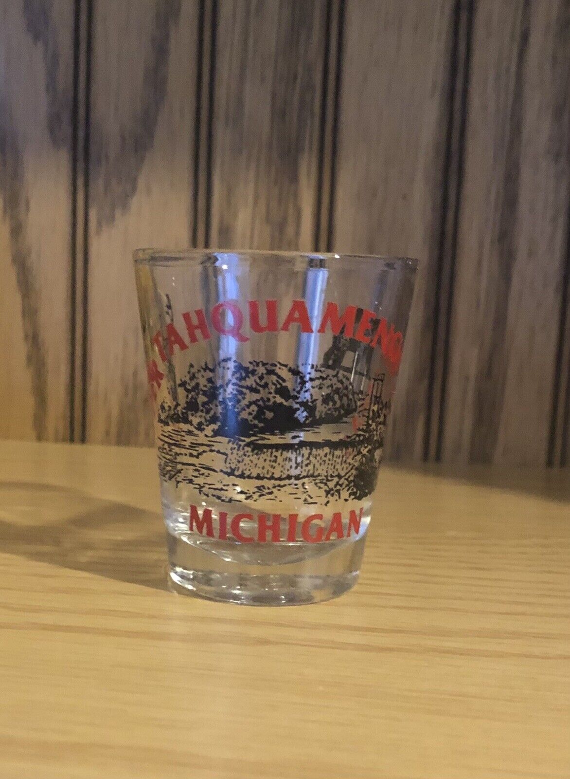 Vintage Upper Tahquamenon Falls Michigan Shot Glass Barware Collectible