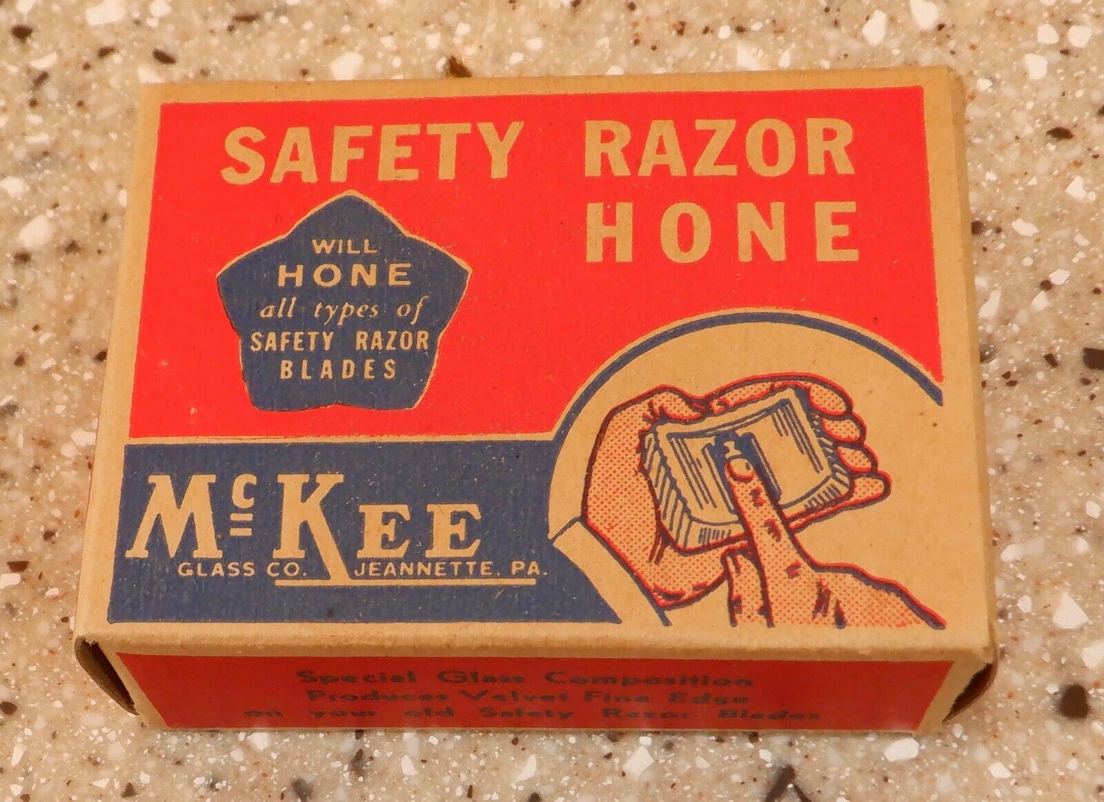 Vintage McKee Safety Glass Razor Hone in Box