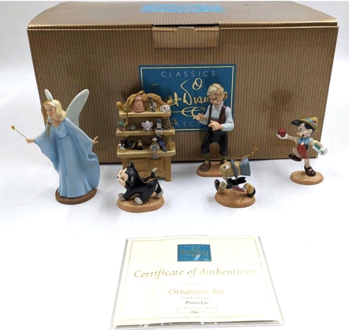 LIMITED EDITION 3620/4000 WDCC Pinocchio Ornament Set w/COA-6 Pieces