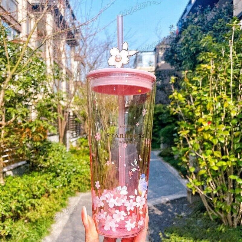 2023 Starbucks China Cherry Blossom Tumbler Pink Sakura 20oz Glass Straw Cup New