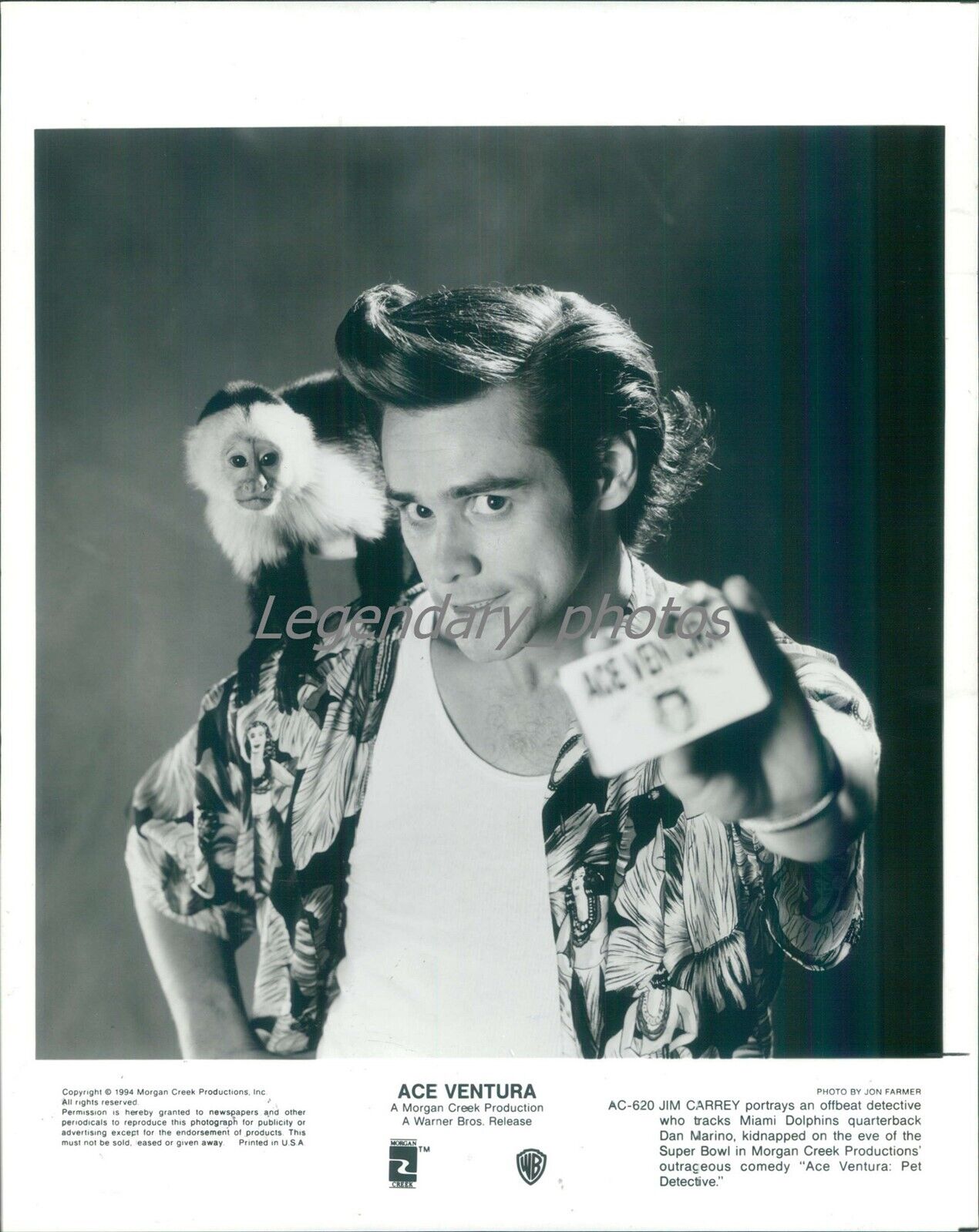 1994 Actor Comedian Jim Carrey of Ace Ventura Original News Service Photo
