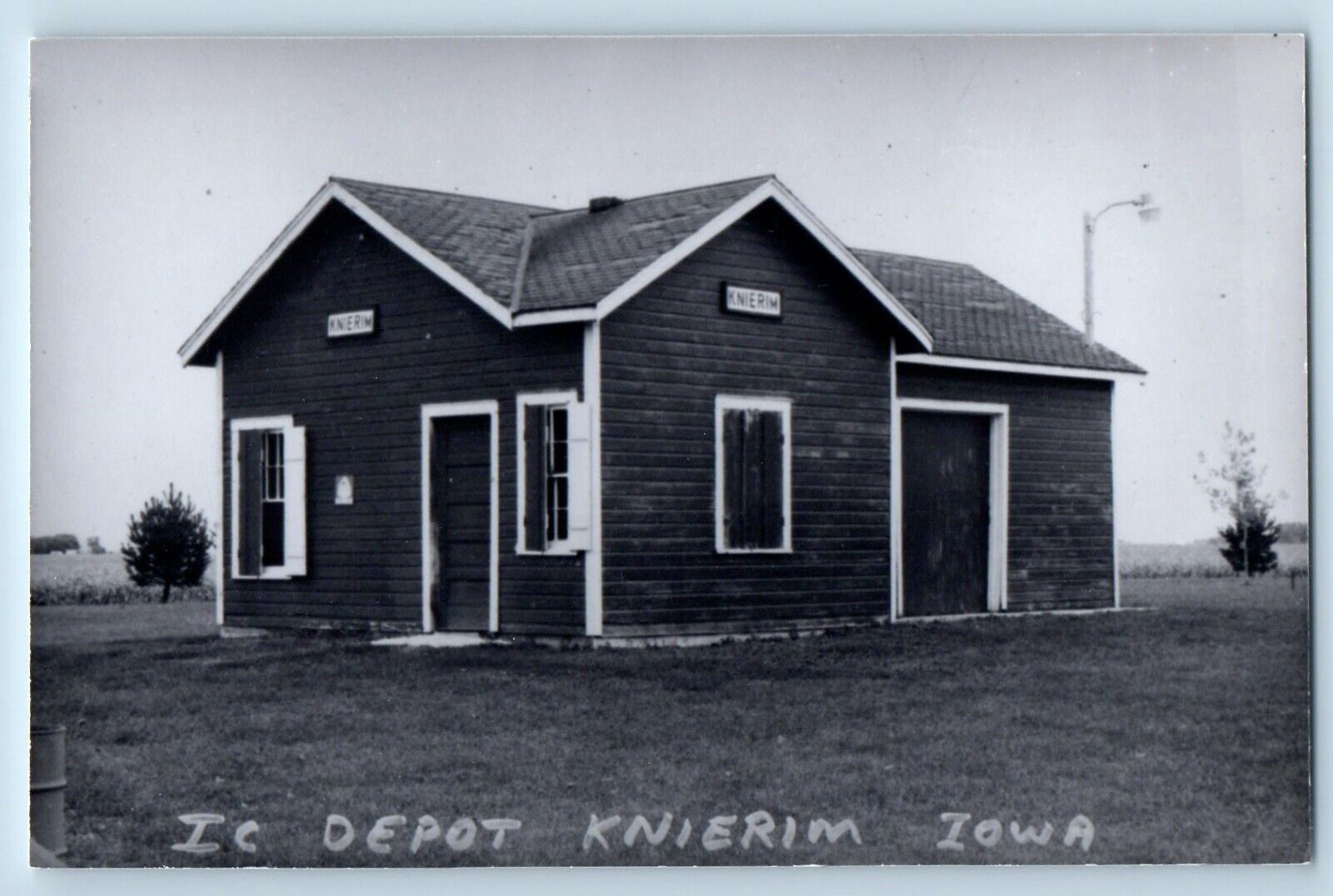 c1960 IC Depot Knierim Iowa IA Railroad Train Depot Station RPPC Photo Postcard