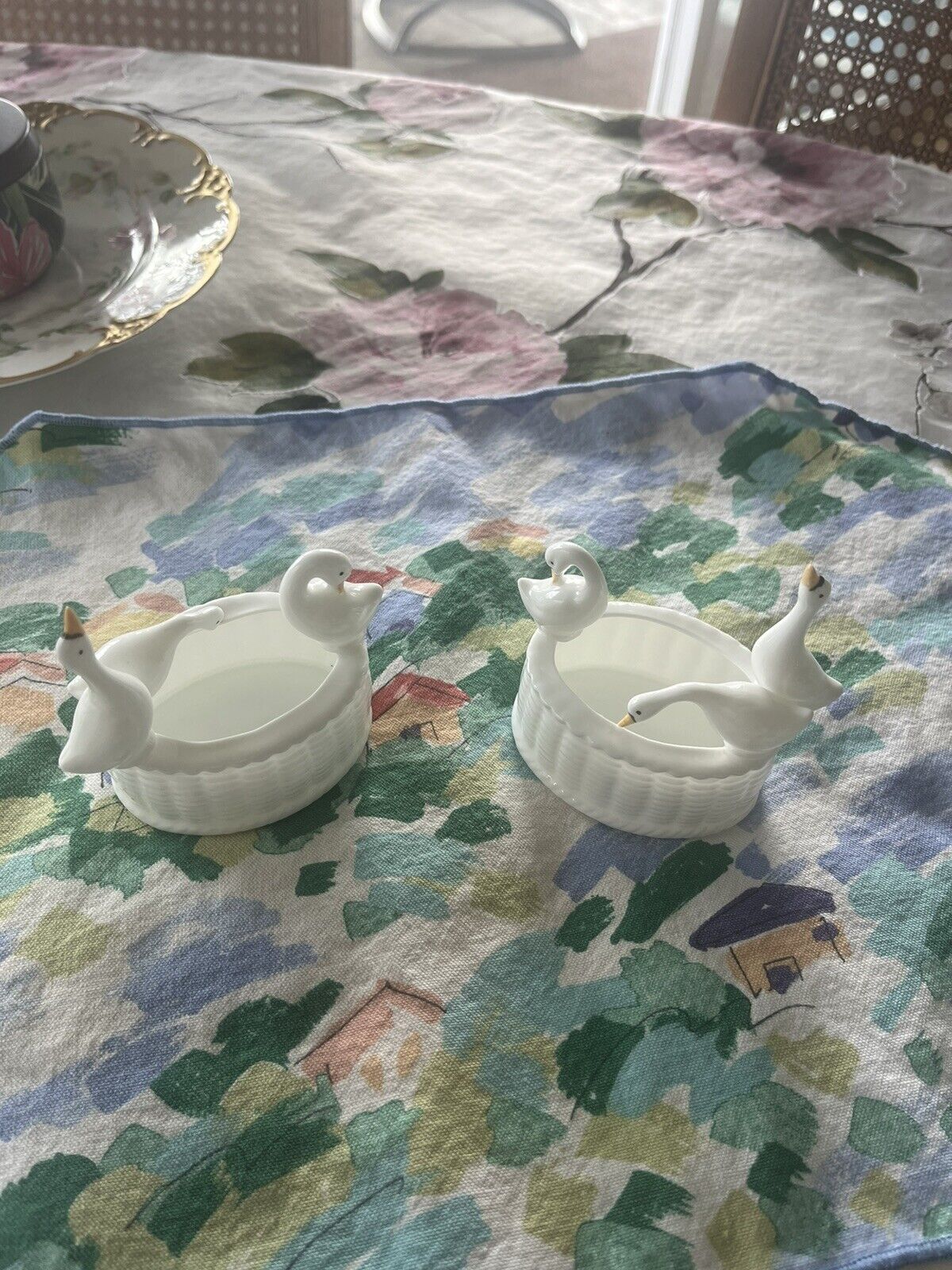 Two Vintage Bone China Candle Holders