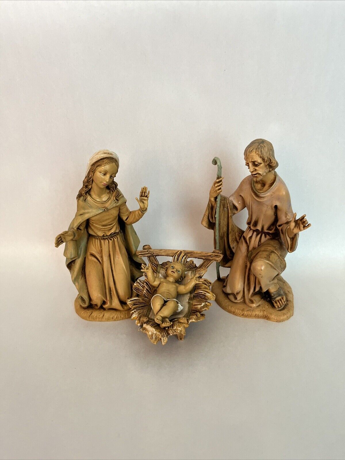 1983 Fontanini Nativity Holy Family Mary Joseph & Baby Jesus Manger  7.5