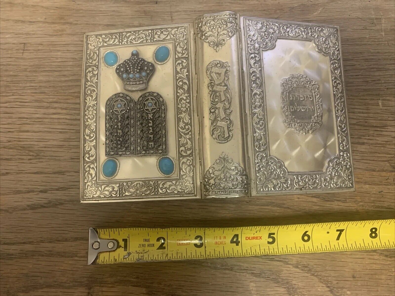 Jewish Siddur Vintage Prayerbook stones metal cover