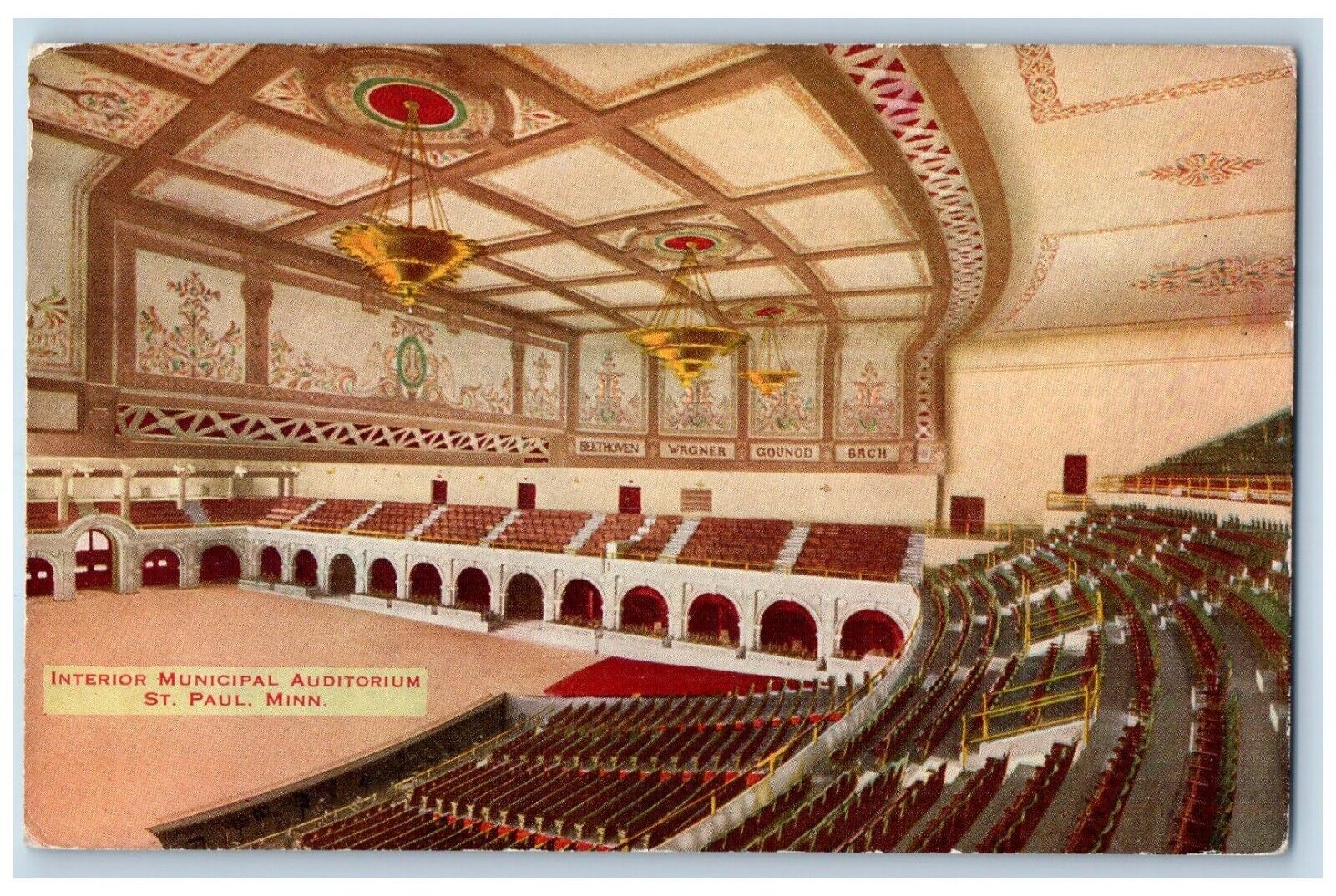St. Paul Minnesota Postcard Interior Municipal Auditorium c1910 Vintage Antique