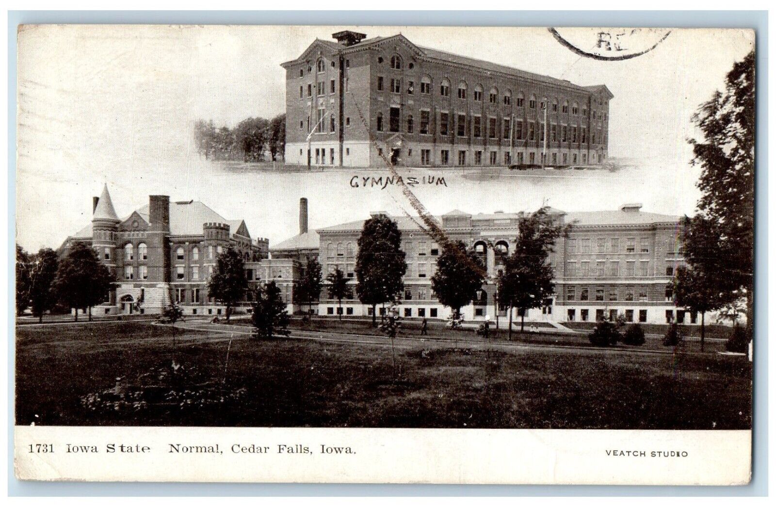 1907 Iowa State Normal Gymnasium Building Cedar Falls IA Posted Antique Postcard