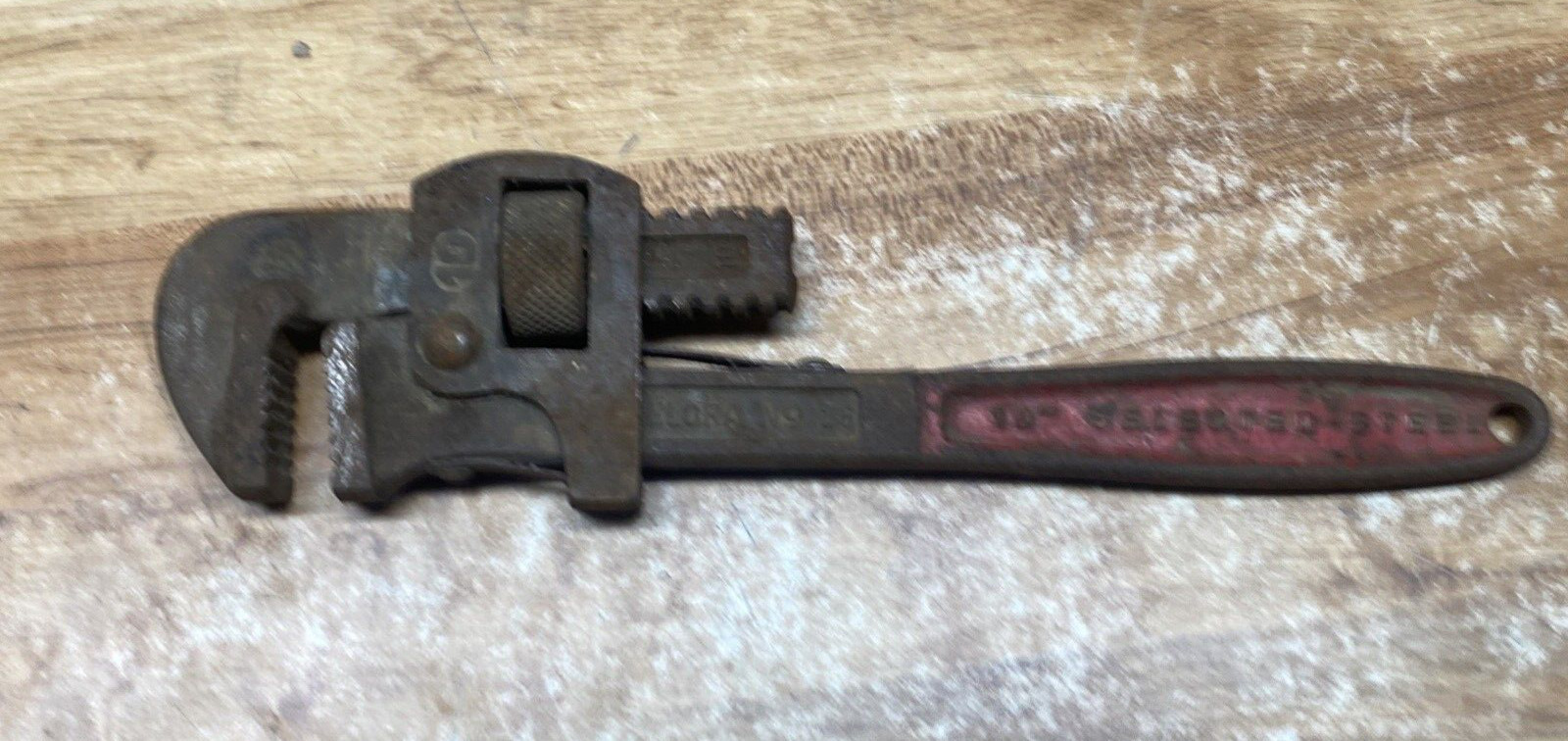 Vintage Antique 10” Pipe Wrench tool, Elora #75