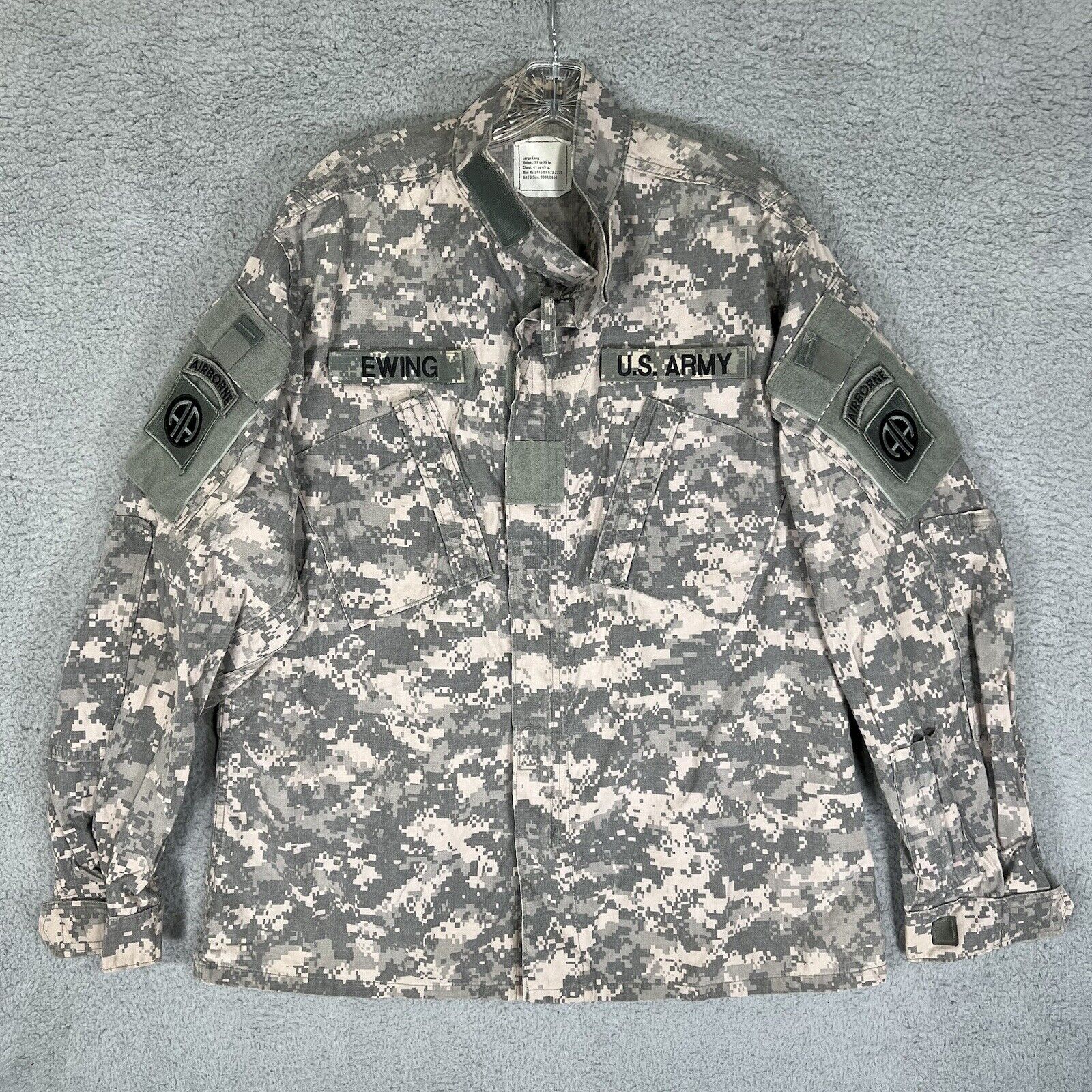 US Army Combat Uniform Coat Large Long Digital Camo Flame Resistant Cargo ACU