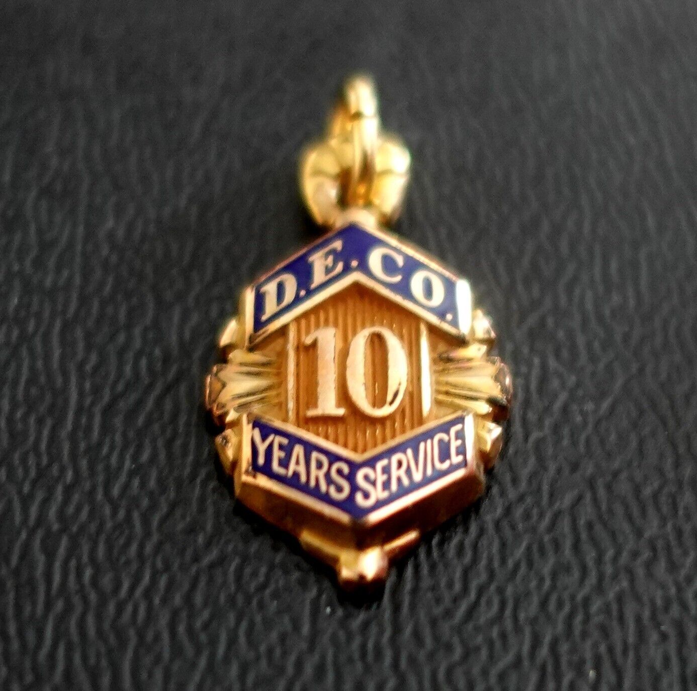 Vintage Detroit Edison 10 Year Service Award Charm Medal 1/10 10k