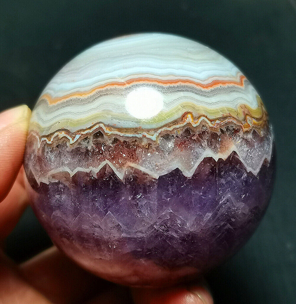 RARE 290.7G Natural Polished Colorful Dream Amethyst Agate Ball Healing R659
