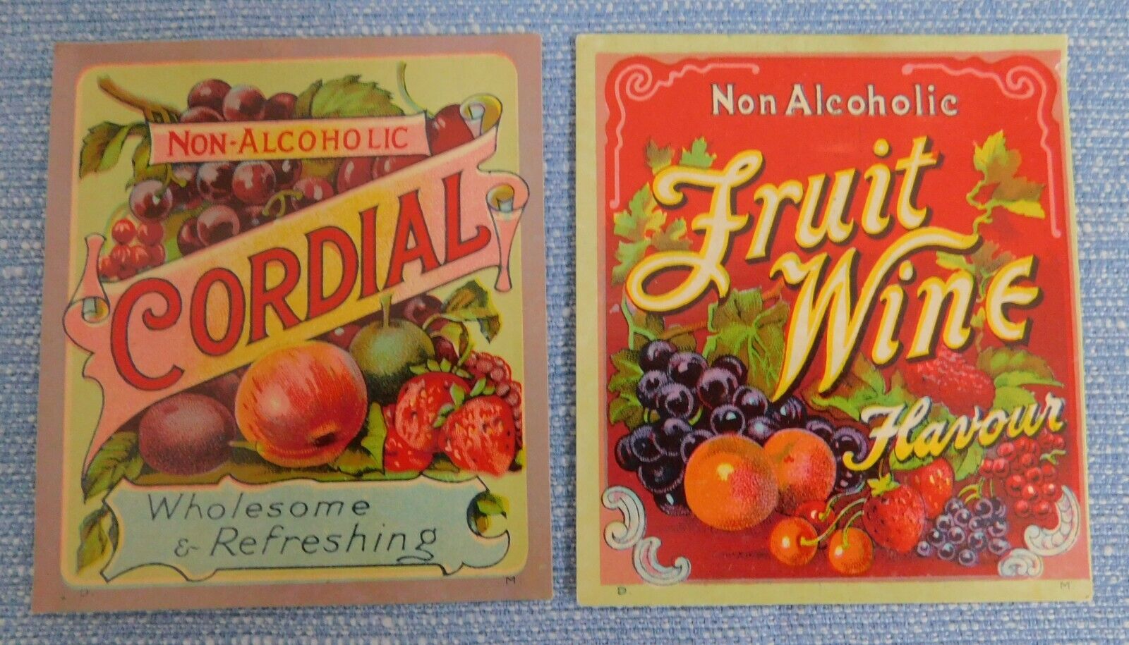 2 Different Very Nice Vintage  English  Cordial labels