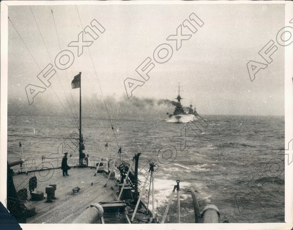1928 British Navy HMS Iron Duke & Fleet Exercise Off Gibraltar Press Photo