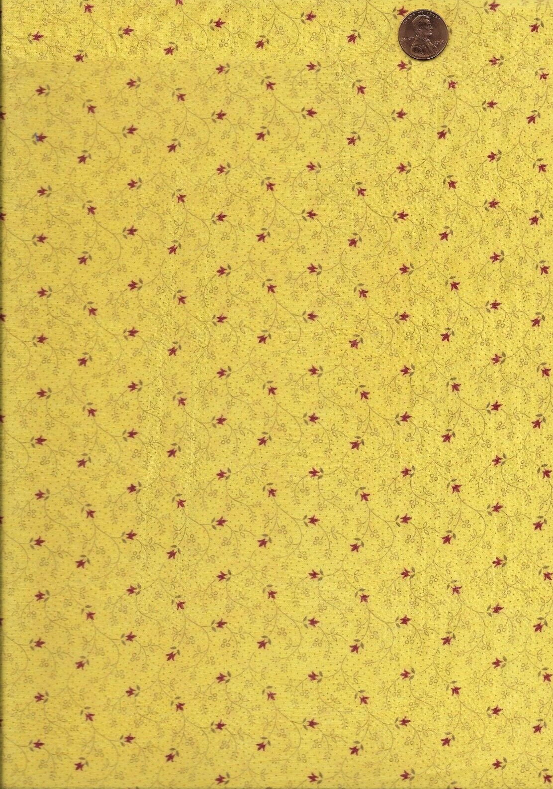 Antique 1870 Floral Yellow Fabric